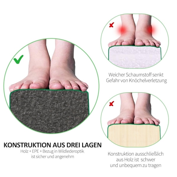Rootz Foldegymnastik Balancebjælke - Træningsbjælke - Ruskindsbetræk - Skridsikre fødder - Hængsler i rustfrit stål - Fyrretræ - 210 cm x 10 cm x 6,5