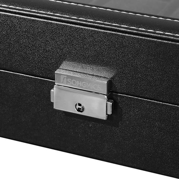 Rootz Watch Box - Kellon pidike - Korusäilytys - Lukittava - Samettivuori - MDF-rakenne - 30cm x 21cm x 8,5cm