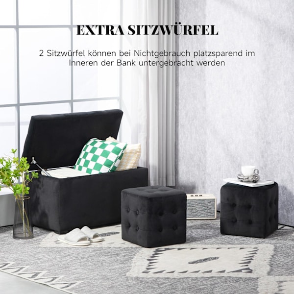 Rootz 3 -bituppsättning förvaringsbänk - Seat Chest - Umpolsted Stools - Space Saver - 75x40x42cm - Grå
