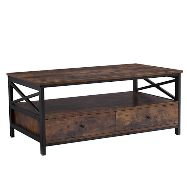 Rootz Vintage Brown Sofabord - Spånplade stål - Rustikt endebord - Rummelig opbevaring - Robust konstruktion - Nem montering - 100 cm x 55 cm x 47 cm