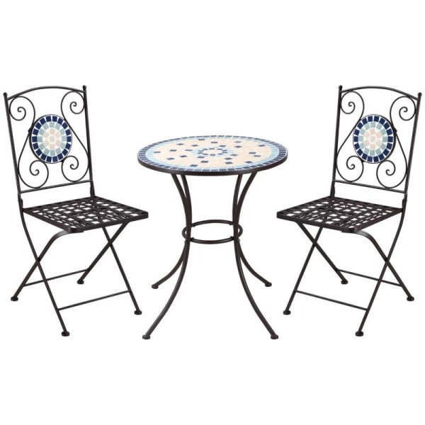 Rootz Nostalgic Design Bistro Set - Trädgårdsbord - Trädgårdsstolar - Mosaikstenar - Väderbeständig - Flerfärgad - 61cm x 61cm x 71,5cm