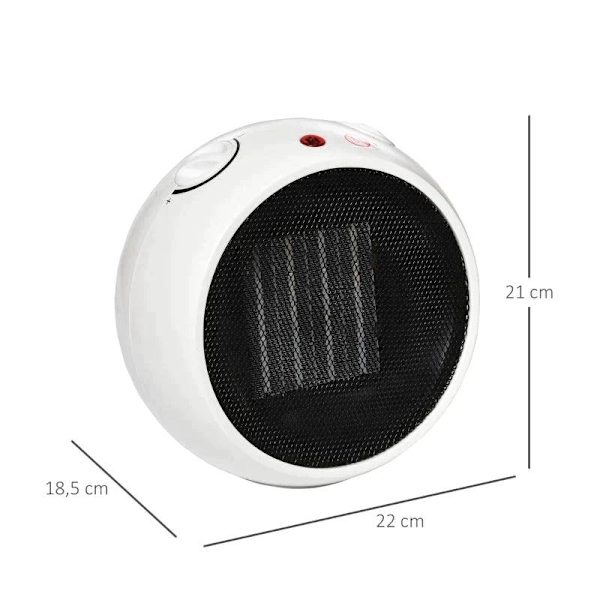 Rootz Heater - Tuuletinlämmitin - Sähkölämmitin - 900w/1500w - PP Muovi - Valkoinen/Musta - 22 x 18,5 x 21 cm