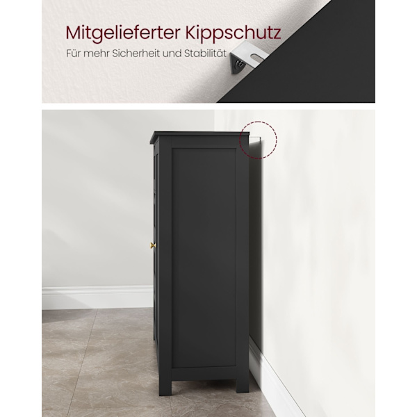 Rootz Kylpyhuonekaappi - Säilytysyksikkö - MDF-huonekalut - 30cm x 55cm x 82cm - Muste musta - 13,3kg - 45kg Hyllykapasiteetti - Helppo koota