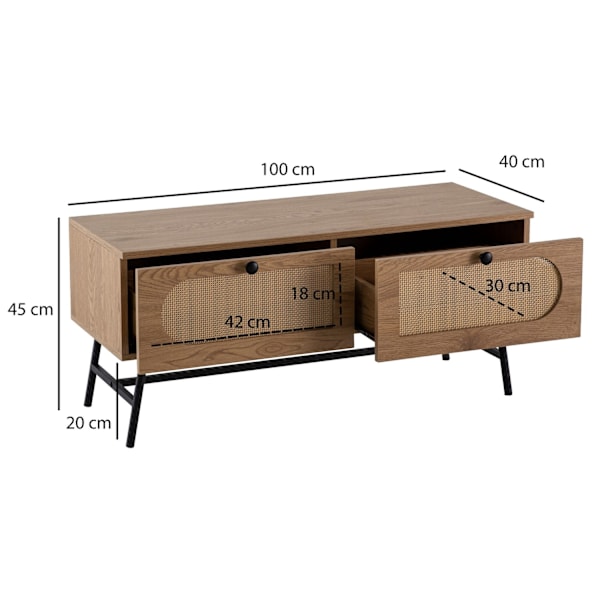 Rootz TV-underskåp - Modernt TV-ställ - Mediakonsol - Elegant vävdesign - 100 cm x 45 cm x 40 cm
