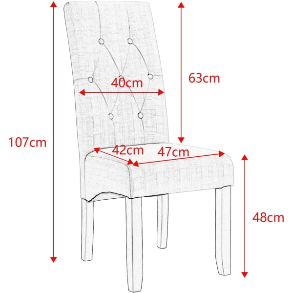 Rootz polstret spisestuestol - Elegant stol - Stilfuld siddeplads - Holdbart massivt træ - Supreme Comfort - Alsidigt design - 47cm x 42cm x 107cm