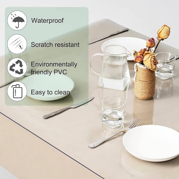 Rootz 2 mm tjock PVC-duk - Transparent bordsskydd - Vattentät och värmebeständig - Klar sikt - Lätt att rengöra - Flera storlekar - 80 cm x 200 cm