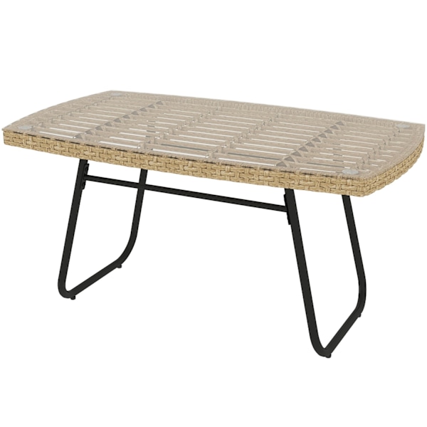 Rootz Poly Rattan -puutarhapöytä - UV -kestävä sivupöytä - Ulkopöytä - Tyylikäs lasi - 90 x 50 x 45 cm