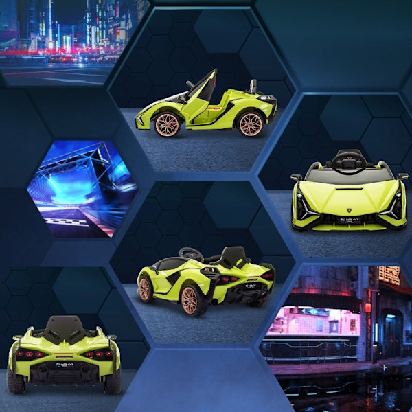 Rootz elbil til børn - Ride-On Car - Realistisk design, integrerede gadgets - 2 køretilstande - LED-lys - Fjernbetjening - 108L x 62W x 40H cm