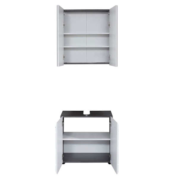 Rootz Bathroom 2-Piece Set - Bath Ensemble - Vanity Combo - Furnishing Set - Decor Suite - Bathroom Kit - Bath Duo - White High Gloss - 60 x 182 x 31