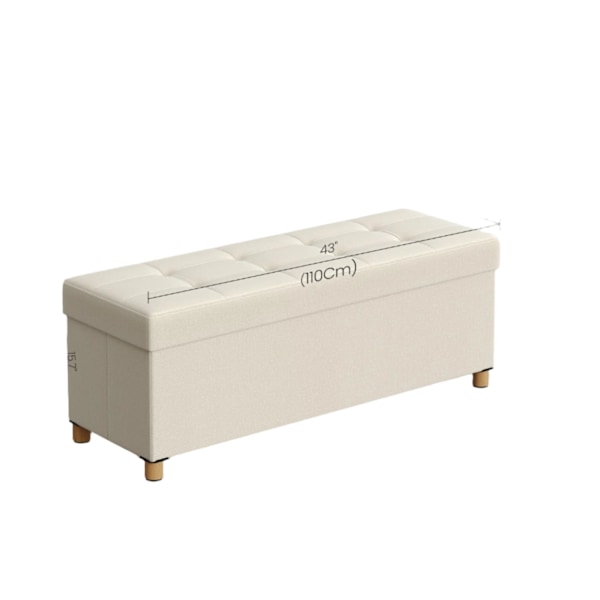 Rootz foldbar förvaringsbänk - sätepall - Ottoman med förvaring - 112L kapacitet - 38 x 110 x 40 cm - Klädda MDF och linne