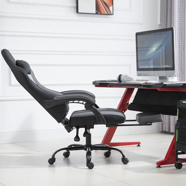 Rootz Gaming Chair - Sort - Skum, Pu - 24,4 cm x 20,47 cm x 50,39 cm