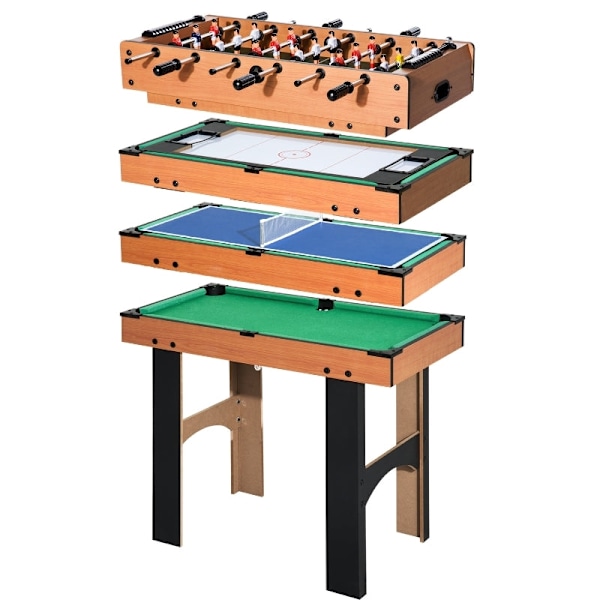 Rootz 4-i-1 Multi Game Bord - Bordfodbold - Bordtennis - Air Hockey - Billard - Robust MDF-konstruktion - 92cm x 78cm x 80cm
