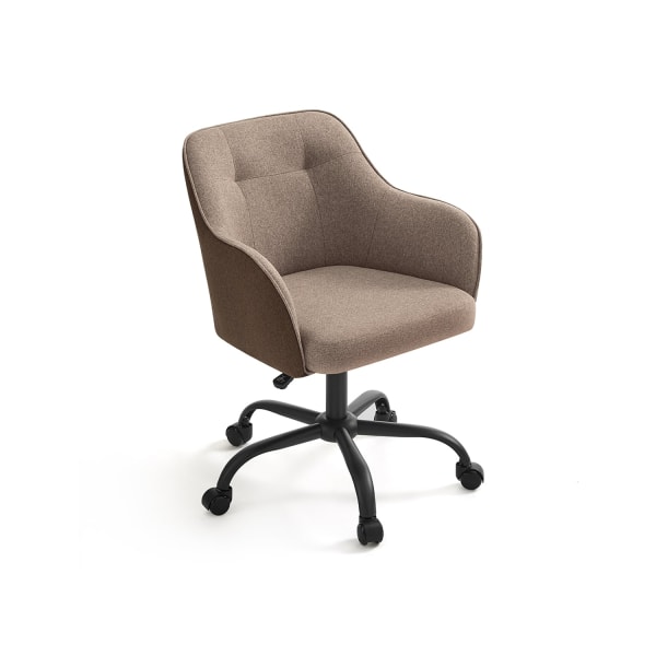 Rootz Swivel Chair - Lounge Chair - Recliner Chair - Stålram - Foam Vaddering - Bomull Linne Blend - PU hjul - 69cm x 65cm x (83-93)cm - Brun