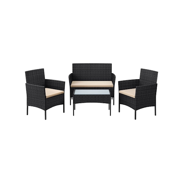 Rootz 4-delt PE Polyrattan Havemøbelsæt - Patio Siddegruppe - Udendørs Lounge - Galvaniseret metalstel - 56,5 cm x 99 cm x 71 cm