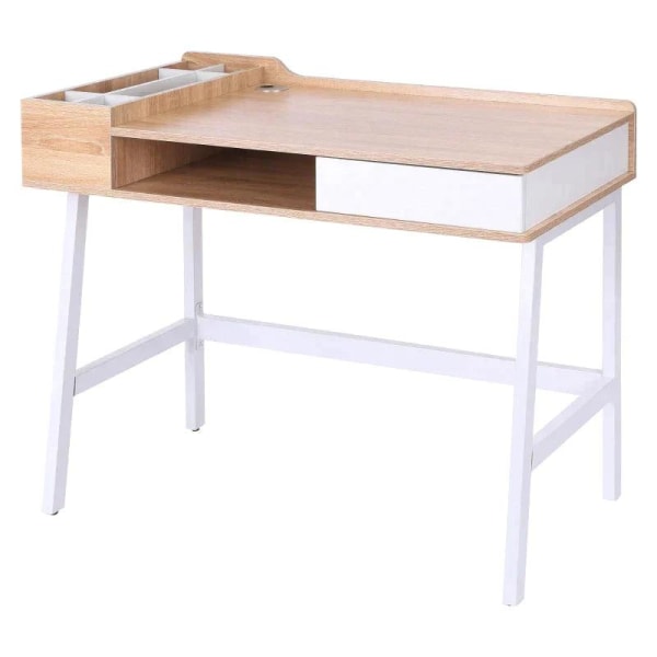Rootz-pöytä - Kirjoituspöytä - Tietokonepöytä - Valkoinen/luonno
