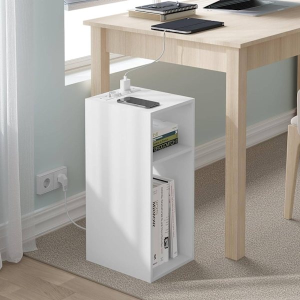 Rootz sengebord med strømskinne - Natbord - Ladestation - Opbevaringsplads - 25 cm x 60 cm x 30 cm