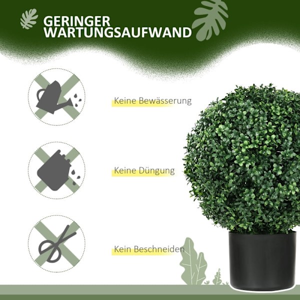 Rootz konstgjorda växter - Sfäriska buxbom - UV-skydd - Högkvalitativ plast - Evergreen Flair - 52cm x Ø40cm - Orange Kruka