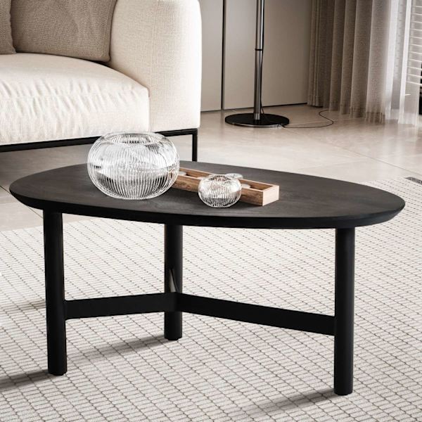 Rootz Modern Design Soffbord - Njurformat bord - Stativstomme - Handgjord - Mangoträ - Svart - 86cm x 50cm x 37cm - Tidlöst utseende - Naturligt trä å