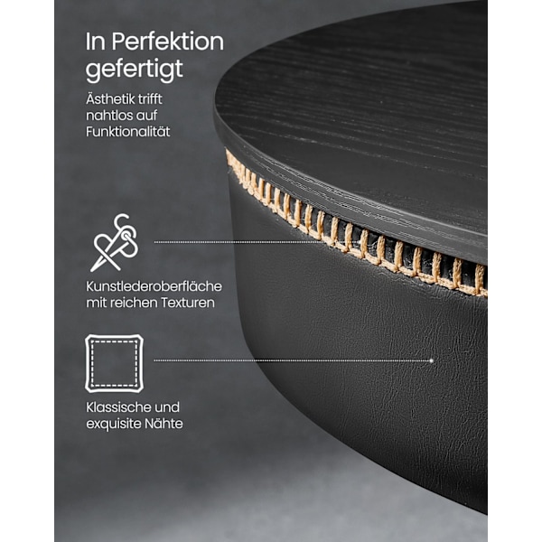 Rootz Barbord - Pubbord - Bistrobord - Stålstel - PU-lædertop - 58,7 cm x 58,7 cm x (83-105) cm - Ebony Black-Ink Black