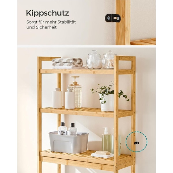 Rootz Bamboo toilethylde - Organizer til badeværelset - Opbevaringsstativ - Miljøvenlig - Pladsbesparende - Nem montering - Naturlige farver - 26 cm x