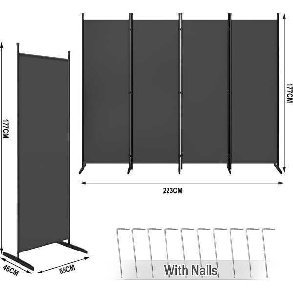 Rootz Premium foldbar privatskærm - Rumdeler - Udendørs skillevæg - Holdbar polyester - Alsidig og bærbar - Nem installation - 223 cm x 172 cm