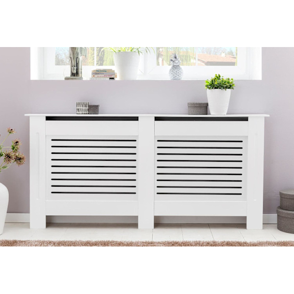 Rootz Design Jäähdyttimen kansi Valkoinen Matt Finish 152x83x19 cm - Lämmityspaneeli Suuri Lämmittimen kansi - Jäähdyttimen kannen puiset säleet - Läm