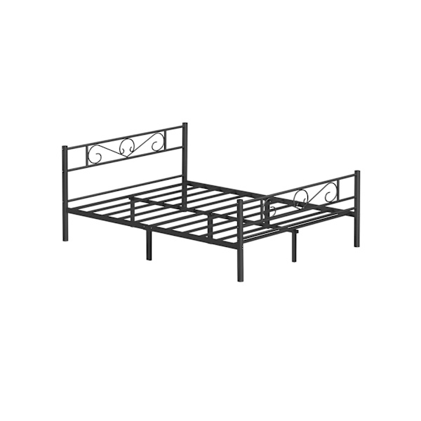 Rootz sort metal sengestel - Pulverlakeret sengeplads - Robust ramme - Nem montering - 207,6 cm x 161,8 cm x 86 cm - 23,5 kg - 400 kg Kapacitet
