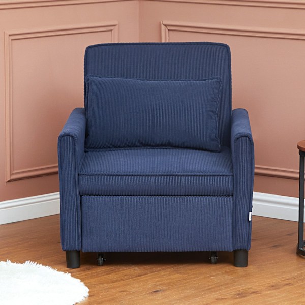 Rootz justerbar corduroy sovstol - konvertibel sängstol - återfåstol - komfort - 74 cm x 84 cm x 81 cm (soffa), 61 cm x 180 cm x 41 cm (säng)