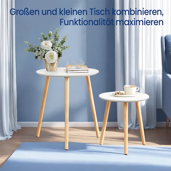 ROTZ SIDA TABLE SET - Round Sofa Table - Minimalistisk skandinavisk stil - Modern & elegant - Förenar skönhet och funktionalitet - Uppsättning av 2 ta