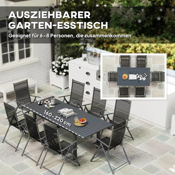 Rootz Garden Table - Utomhusbord - Utdragbart bord - Väderbeständig design - 160/220L x 90W x 73H cm