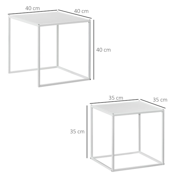 ROTZ SIDABORD SET - Moderna häckbord - Rymdbesparande soffbord - Robust stålram - 40 cm x 40 cm x 40 cm