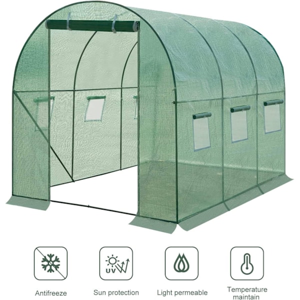Rootz Premium Large Greenhouse - Trädgårdsinhägnad - Planthus - Optimal tillväxt, hållbar, enkel montering - 300 cm x 200 cm x 200 cm - Galvaniserat s