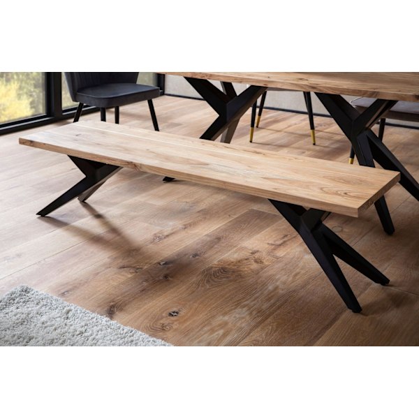 Rootz Massive Dining Bench - Loft Style - Käsintehty istuma - Ainutlaatuinen suunnittelu - 175 cm x 45cm x 45cm - Suojainen laka - 4 henkilön kapasite
