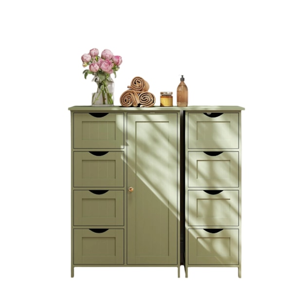 Rootz badeværelse skab - smalt sideskab - Laurel Grun - Fugtbestandig MDF - 30 cm x 55 cm x 82 cm