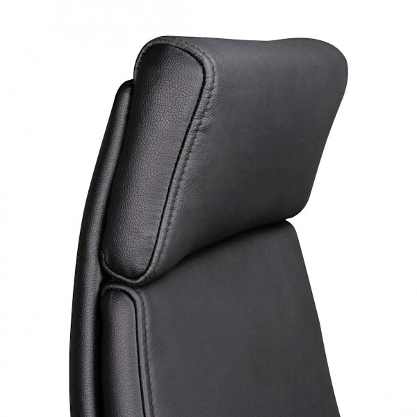 Rootz kontorsstol äkta läder svart ergonomisk med nackstöd - Design Executive stol Ergonomiskt skrivbord med tiltfunktion - Vridstol med armstöd X-XL