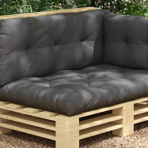 Rootz Garden Istuintyynyt - Puutarhakalusteet - Säänkestävä - Napin tikkaus - Selkätyyny - Sivutyyny - Polyesteri - Tummanharmaa - 120cm x 80cm x 12cm