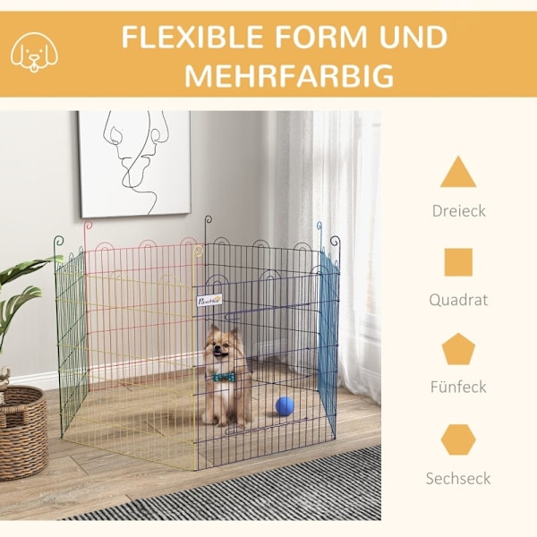 Rootz Outdoor Run Puppy Playpen - Monipuolinen lemmikkipentu - Pentujen leikkipiha - Kestävää metallia - Helppo asennus - Värikäs - Ø120 x 60H cm