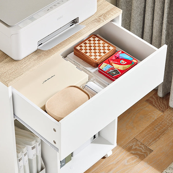 Rootz Rolling Printer Table - Movable Printer Stand - Portable Desk - Holder 65 kg - 63x88x42cm - Let samling