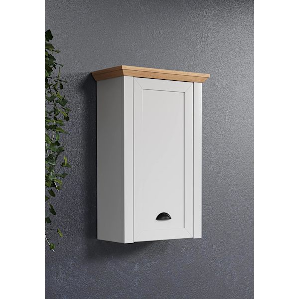 Rootz Wall Cupboard - Stylish Hanging Cabinet with Adjustable Door and Shelf - Grey Oak - 46x73x24 cm