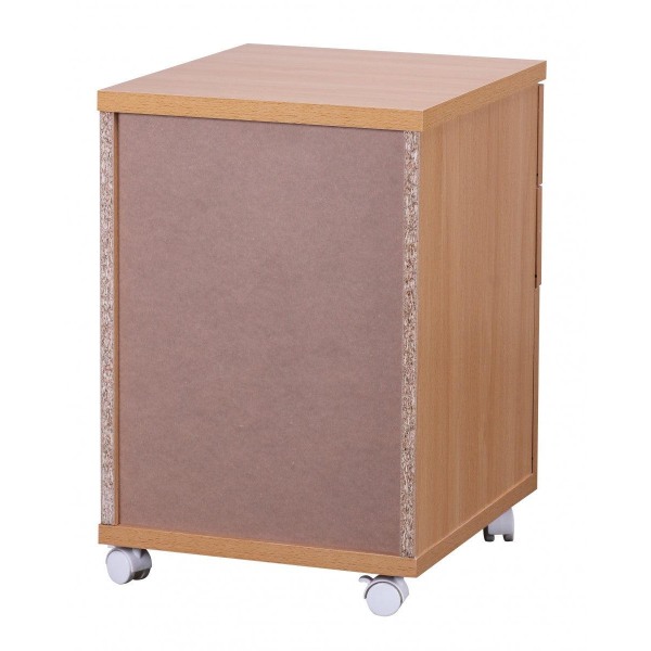 Rootz container 40 x 60 x 45 cm underskab med hjul bøg - vogn med skuffer - roll-up skab kontor - Kosmetikvogn Make Up trolley - Container under skriv