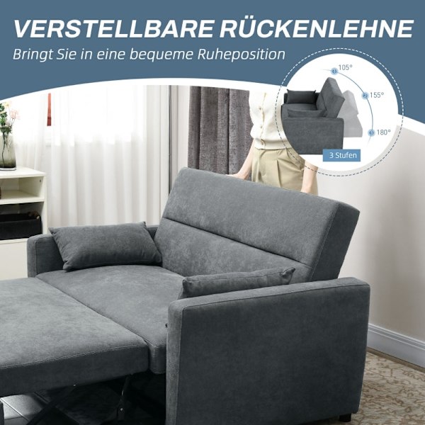 Rootz 2-i-1 sovesofa - Sofa - Gæsteseng - Ergonomisk design - 3 justerbart ryglæn - Højkvalitets polstring - 155 cm x 90 cm x 88,5 cm