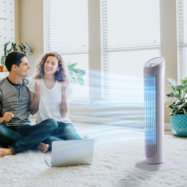 Rootz Column Fan Tower - Oscillating Fan - Tyst kylning - 3 hastigheter - 45W Power - 27L x 27W x 75H cm - White