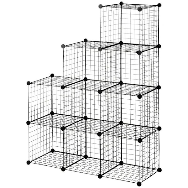 Rootz Plug-in Hylla - Kubhylla - Skoställ - 9 kuber - Modulstruktur - Stål - Svart - 35 x 35 x 35 cm