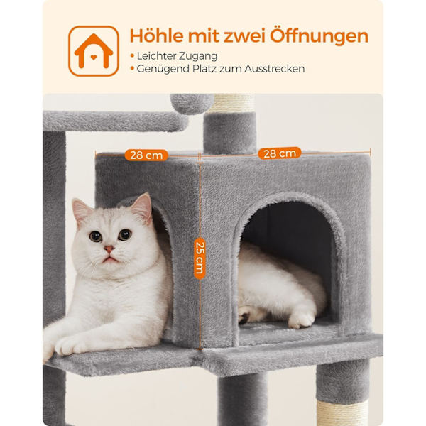 Rootz Cat-skrapstolpe - Kitty-möbler - Kattträd - Spånskiva och plysch - 45 cm x 35 cm x 112 cm - Stöder 40 kg - Idealisk för upp till 4 katter