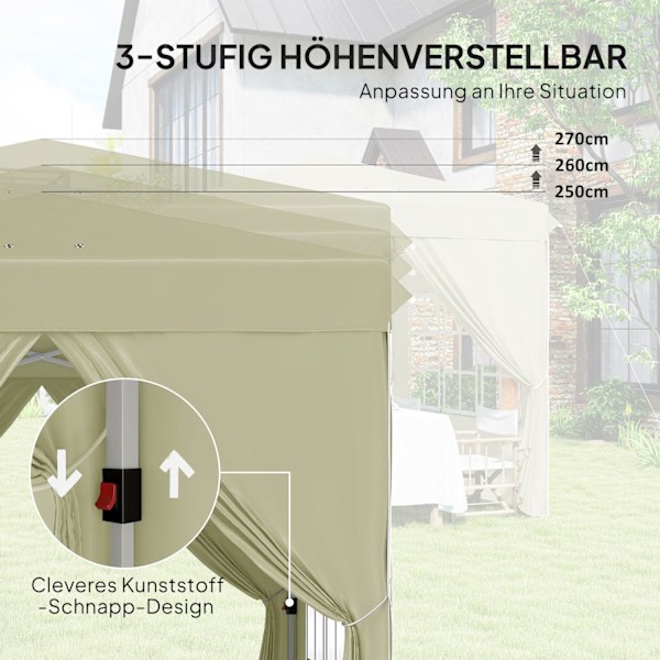 Rootz Pop Up Gazebo Tent - Garden Pavilion - Foldbar Canopy - UPF50+ UV Protection - 248L X 248W X 270H CM - Grönt
