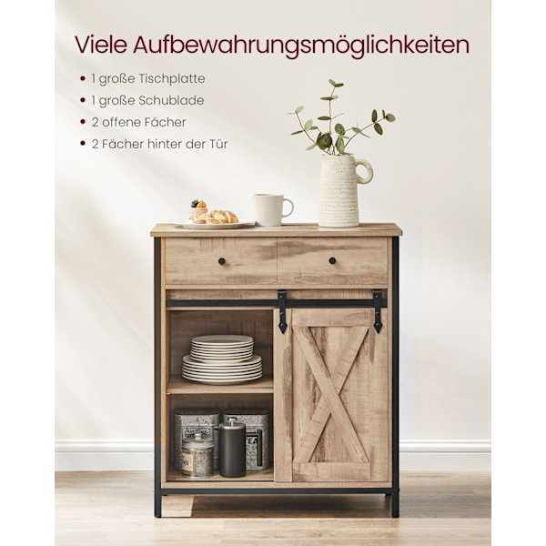 Rootz sidoskåp - Förvaringsenhet - Spånstål - Ek Brun-Svart - 30cm x 70cm x 80cm - Heavy-Duty - Låda - 20,3 kg Vikt - 30 kg Kapacitet