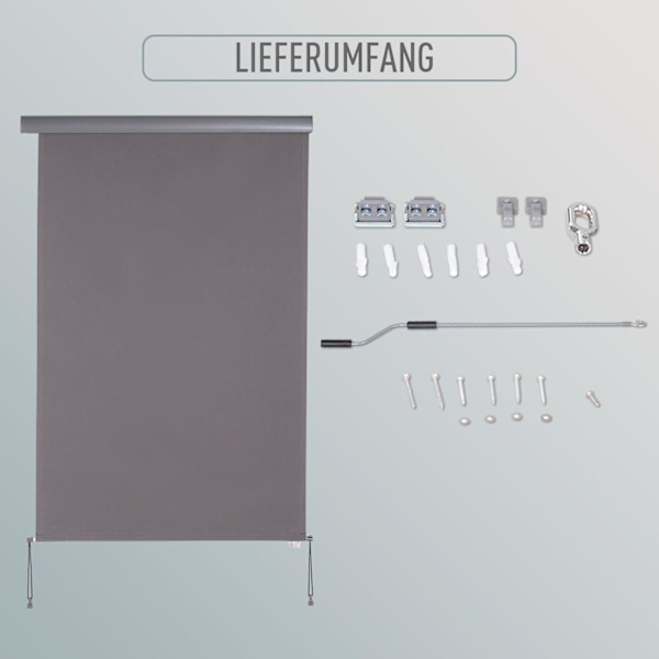 Rootz Rullegardin med håndsving vindue - Grå - Aluminium, Polyester - 47,24 cm x cm x 78,74 cm