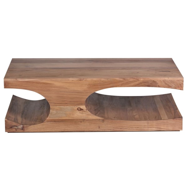 Rootz soffbord massivt trä Acacia 118 cm brett matsalsbord design mörkbrunt bord i lantlig stil