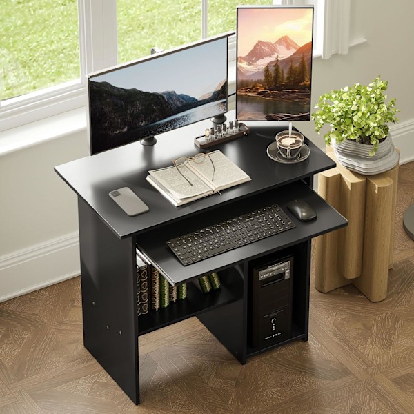 Rootz Computer Desk - Office Table - Workstation - Compact Design - 80 x 45 x 75 cm - Sort