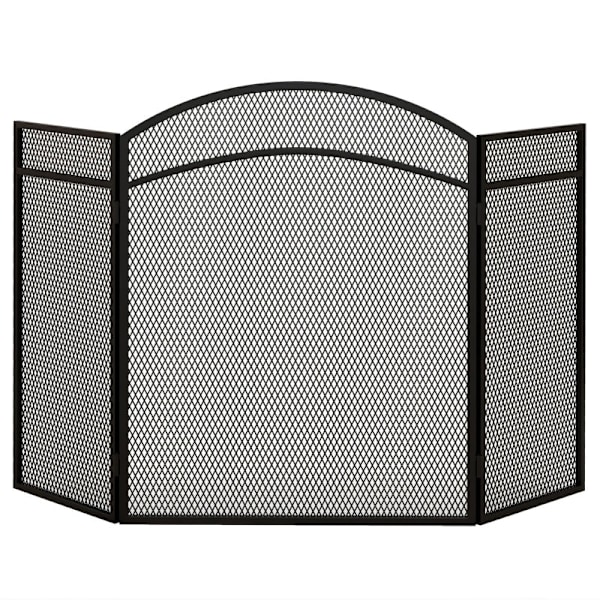 Rootz Gnistskyddsgaller för eldstad - Fiskbensmönster - Tredelad vikkonstruktion - Belagd metall - 96 cm x 60 cm x 1 cm